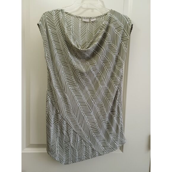Chico's Tops - Chicos Travelers Top Sz 1 / M Slinky Liquid Knit Sleeveless Drape Green Beige
